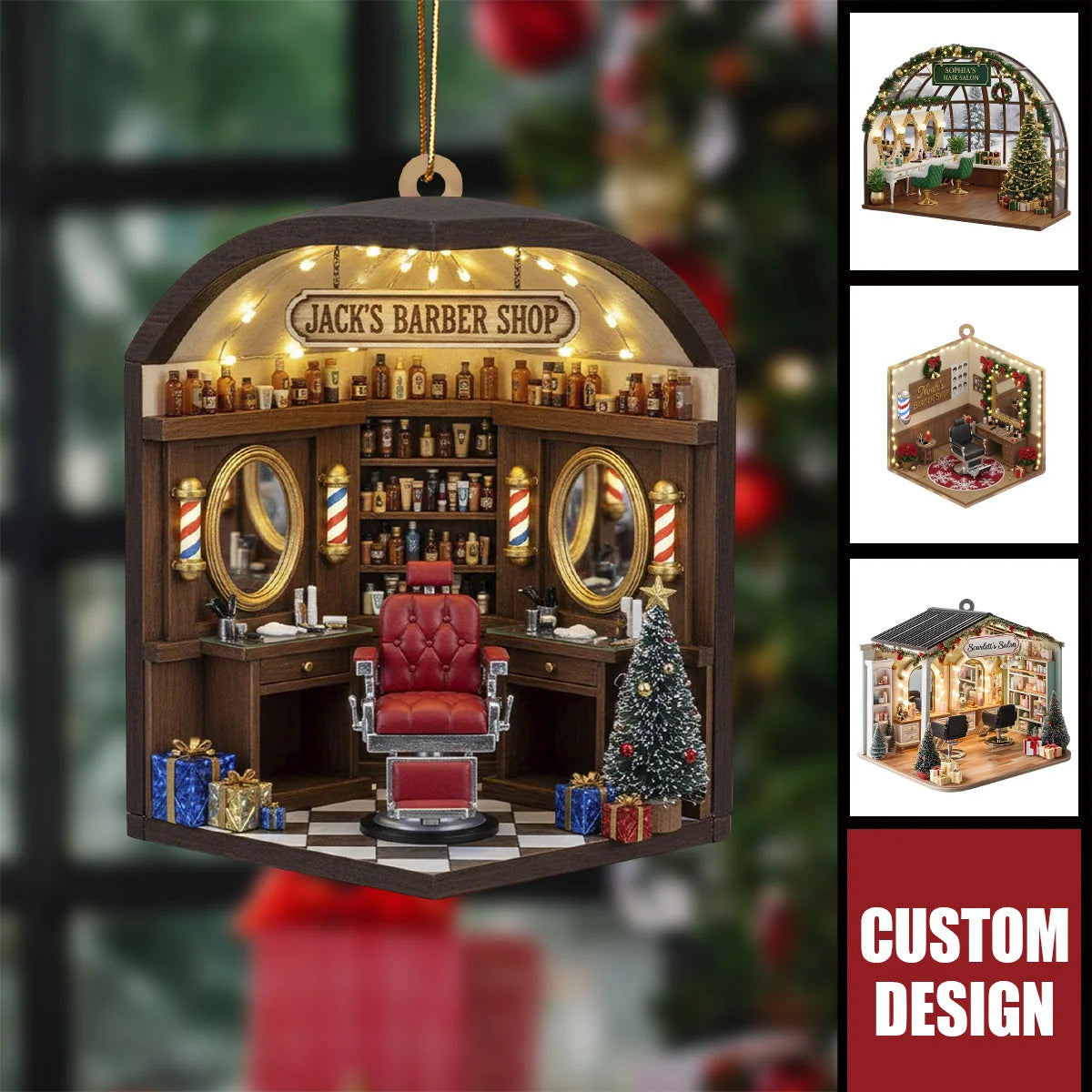 Personalized Hair Salon Christmas Ornament - Custom Barber Shop Keepsake Gift for Hairdresser & Stylist