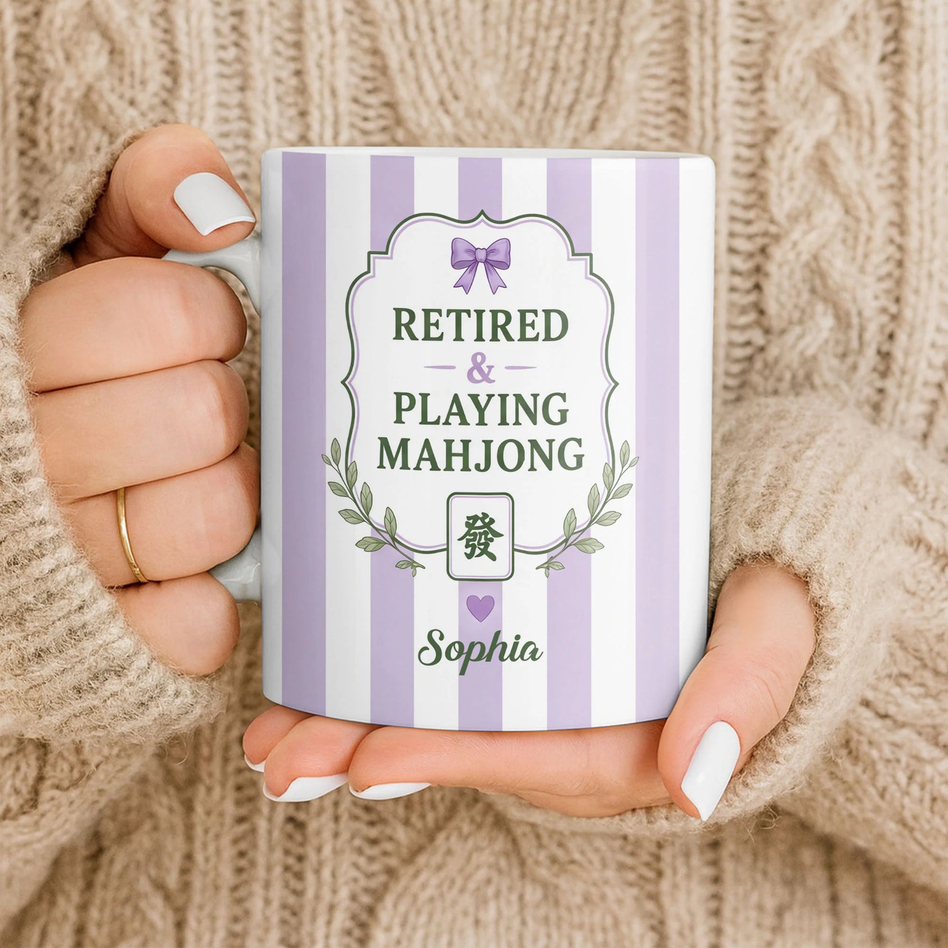 Personalized Retired Mahjong Mug for Mom with personalized design details for meaningful gifting image 9
