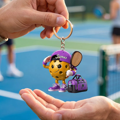 Salute Pickleball Mascot Keychain - Personalized Pickleball Gift for Players & Coaches