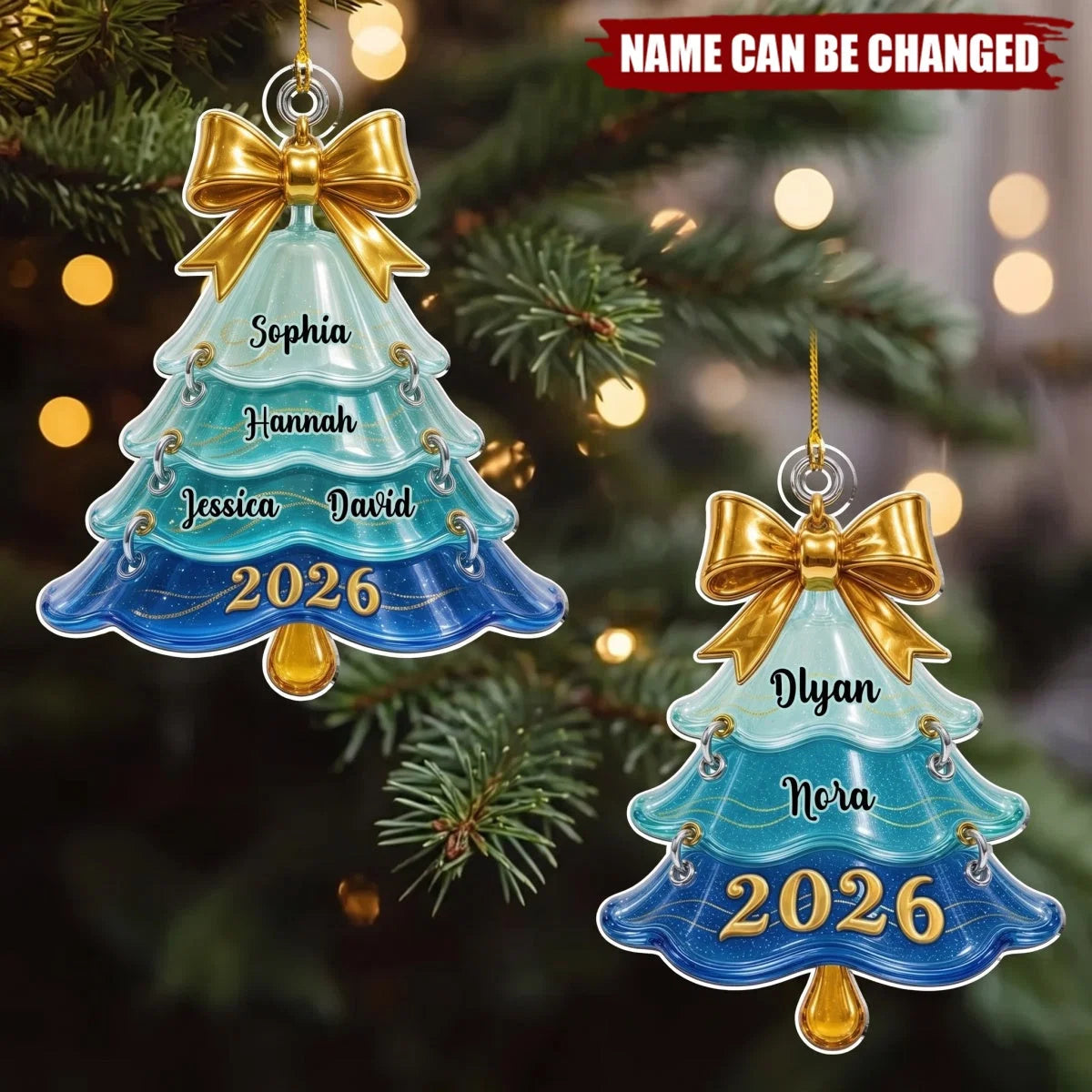 Personalized Family Christmas Acrylic Ornament - Custom Tree Name Keepsake Decor