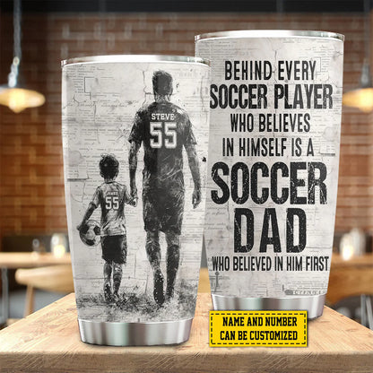 Tumbler material and size view - Personalized Soccer Dad Tumbler