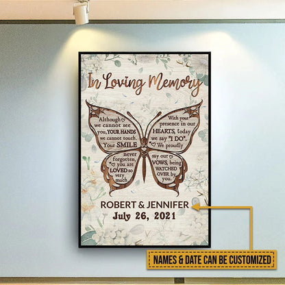 In Loving Memory Wedding Memorial Canvas / Poster - Custom Butterfly Wall Decor for Couples