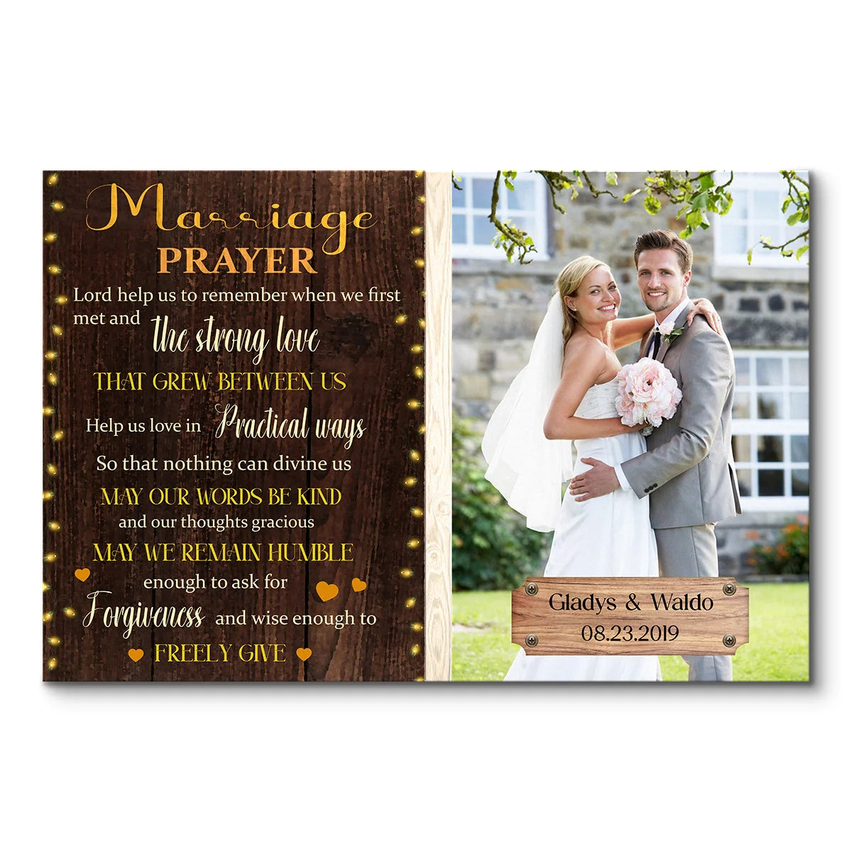 Marriage Prayer Custom Photo Canvas / Poster - Personalized Wedding Anniversary Gift