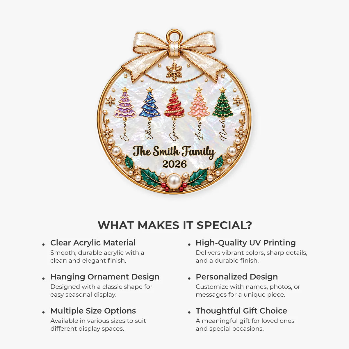 Custom Family Tree Names Personalized Acrylic Ornament - Family Christmas Keepsake