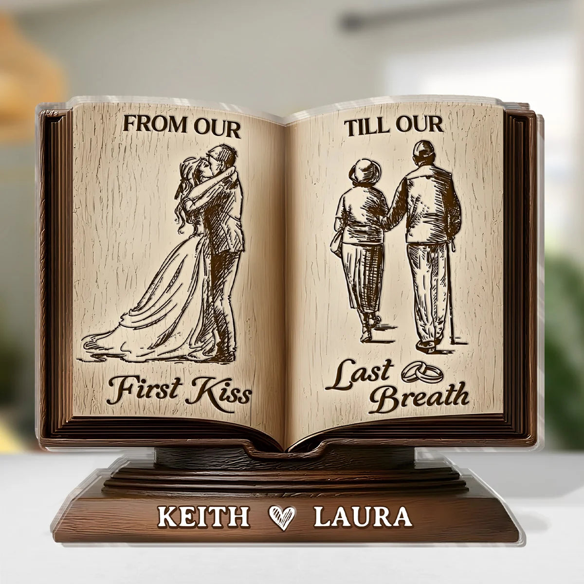 From Our First Kiss Personalized Acrylic Plaque - Custom Wedding Anniversary Gift for Couples