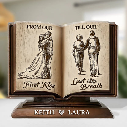 From Our First Kiss Personalized Acrylic Plaque - Custom Wedding Anniversary Gift for Couples