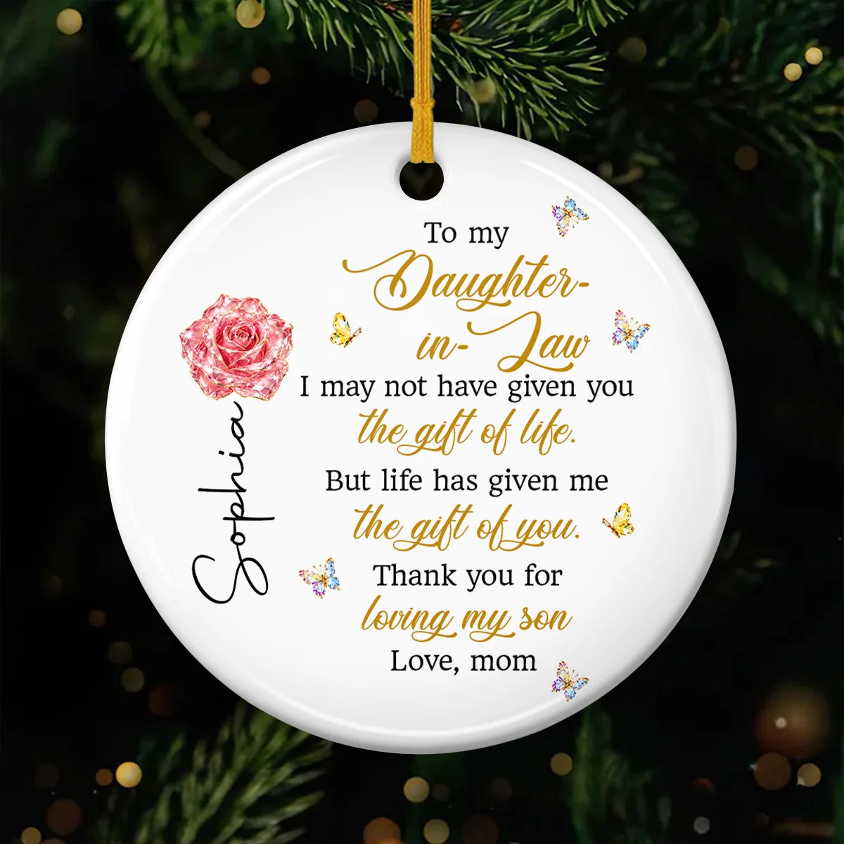 The Gift of You Personalized Daughter-in-Law Ceramic Ornament - Custom Birth Month Flower Keepsake Gift