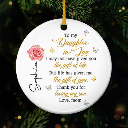 The Gift of You Personalized Daughter-in-Law Ceramic Ornament - Custom Birth Month Flower Keepsake Gift