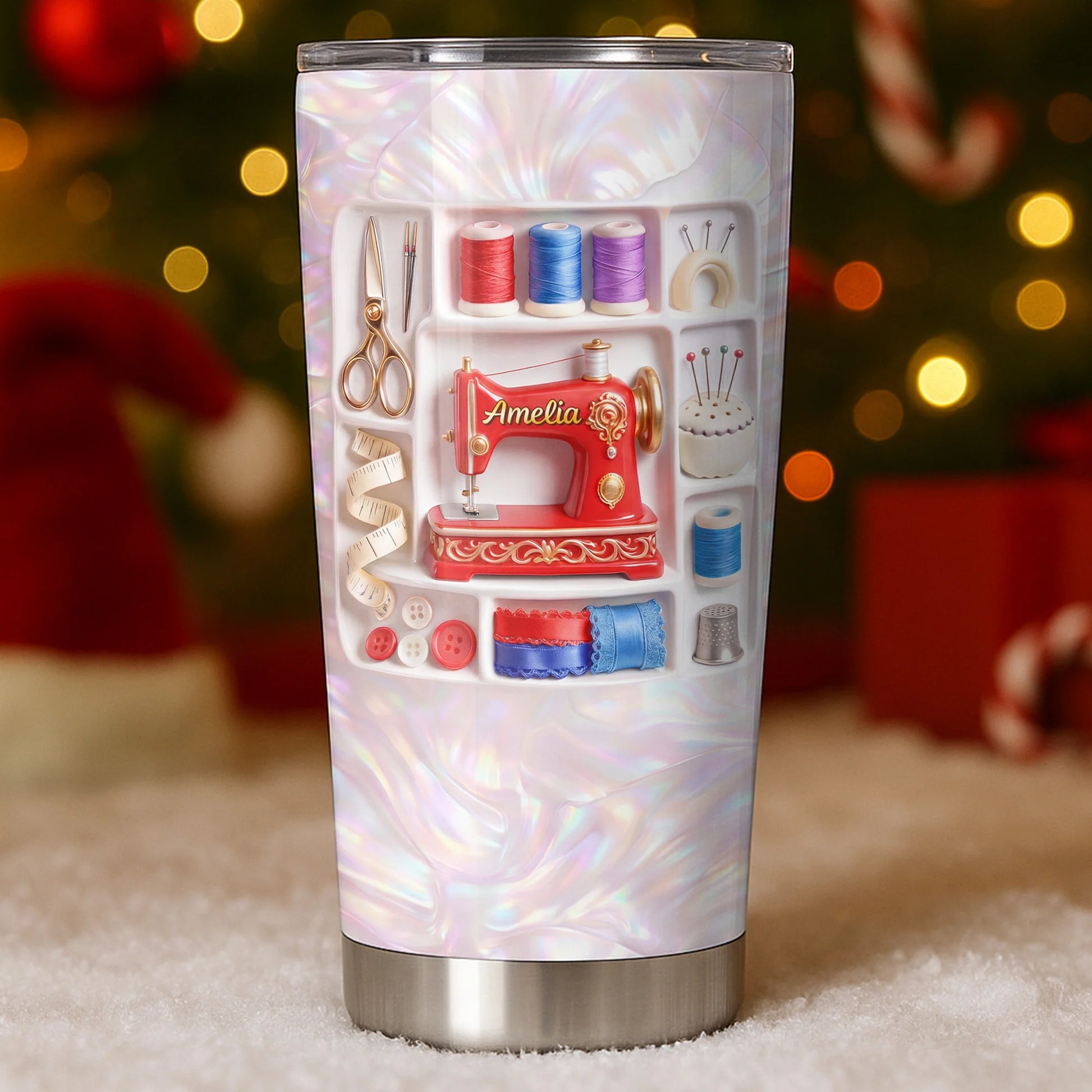 Personalized Sewing Tumbler 20Oz personalization view for Mom