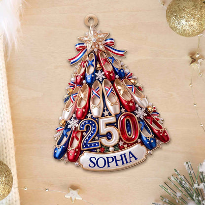Ballet Shoes Christmas Tree Personalized Wooden Ornament - Custom Gift for Ballerina Dancer