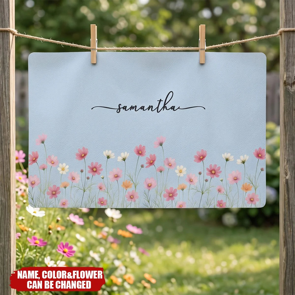 Custom Birth Flower Desk Mat - Personalized Name Mouse Pad for Teacher & Coworker