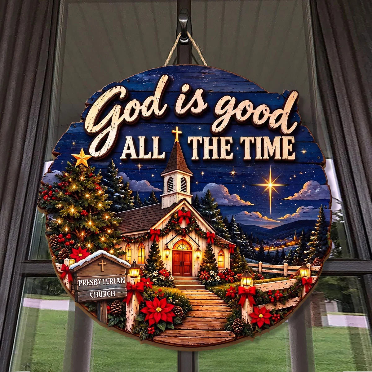 God Is Good All The Time Personalized Wood Sign - Custom Christian Home Decor for Pastor
