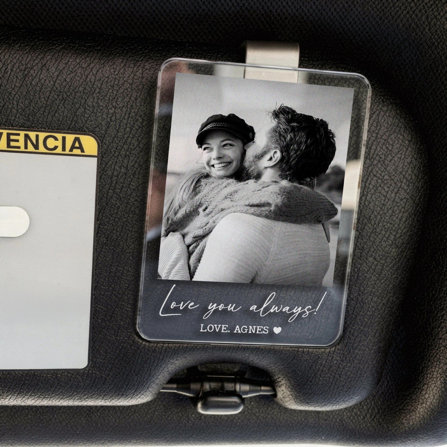 Custom Photo Car Visor Clip personalization view for Husband