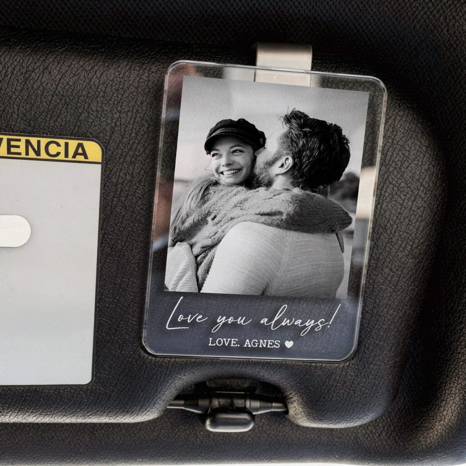 Custom Photo Car Visor Clip personalization view for Husband