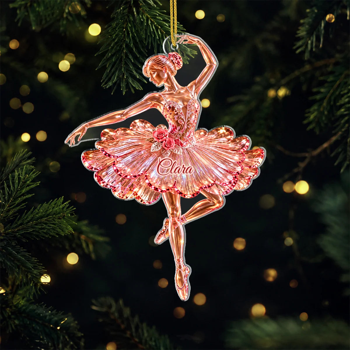 Personalized Ballerina Acrylic Ornament - Christmas and Birthday Gift for Her