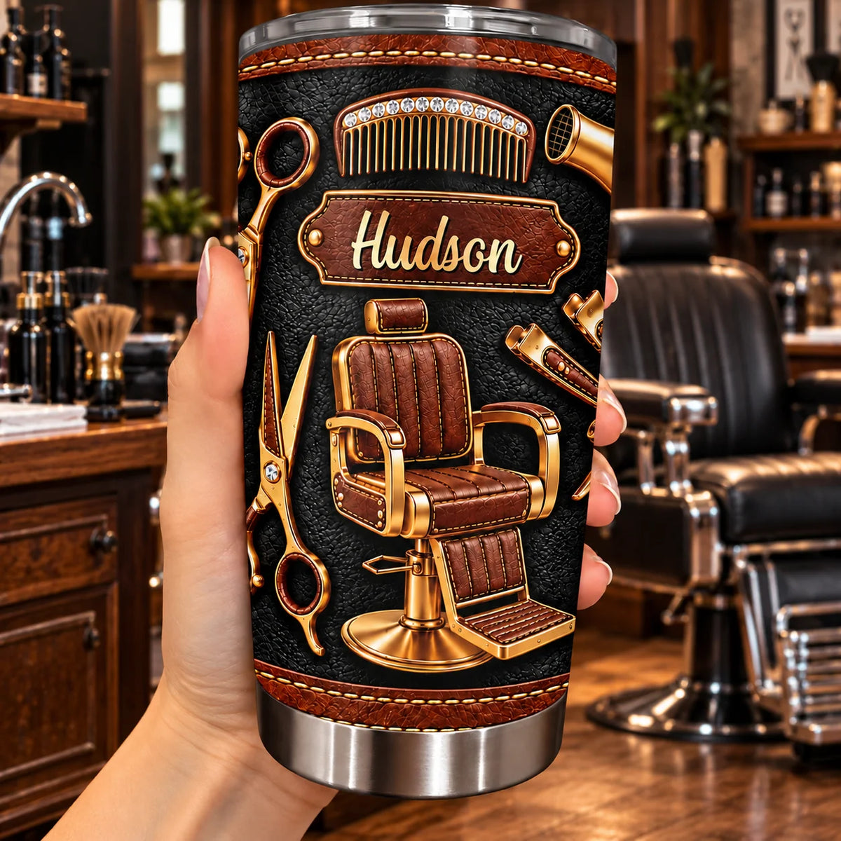 Master of the Craft Personalized Barber Tumbler - Custom Barber Chair Travel Mug