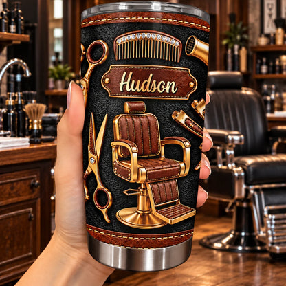 Master of the Craft Personalized Barber Tumbler - Custom Barber Chair Travel Mug