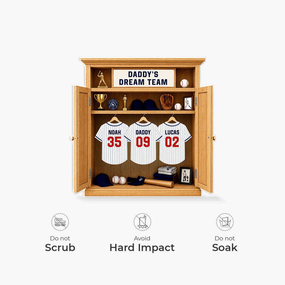 Plaque material and size view - Custom Baseball Dad Plaque