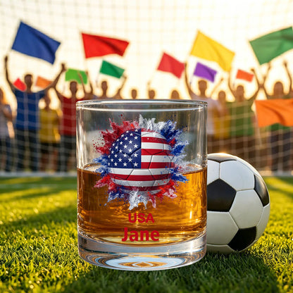Tumbler material and size view - Custom Soccer Whiskey Glass