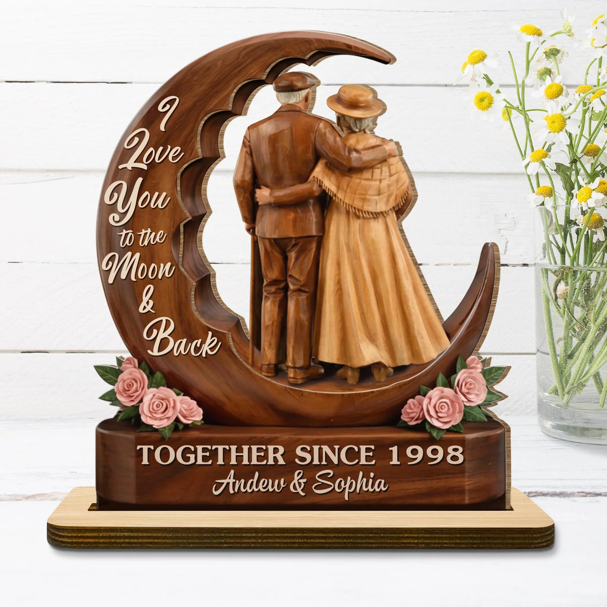 I Love You To The Moon & Back, Couple With Roses
