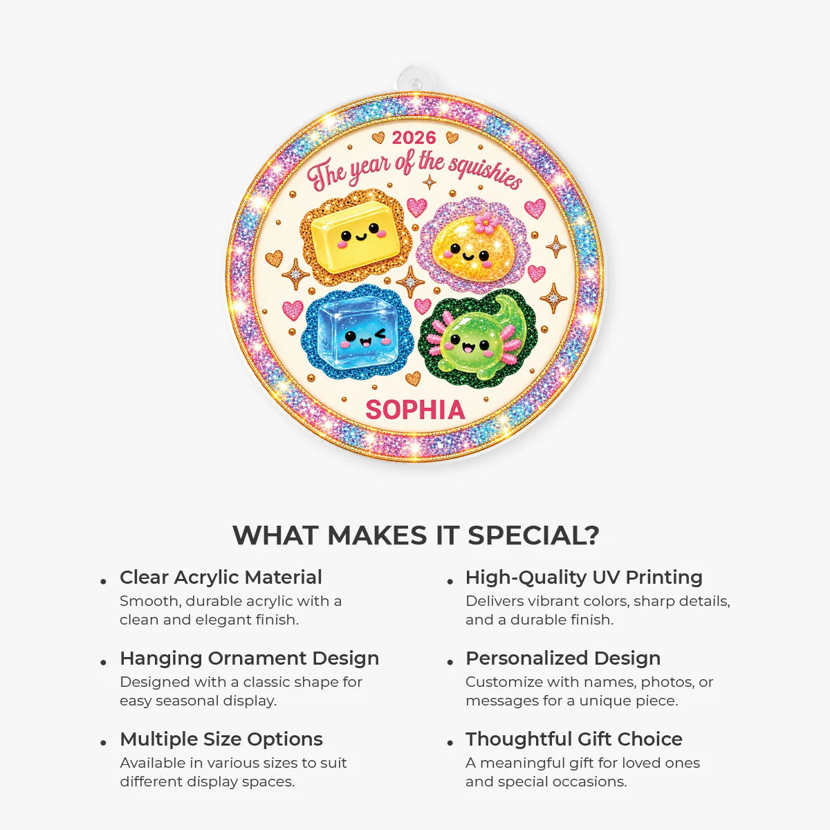 The Year Of The Squishies Personalized Acrylic Ornament - Custom Christmas Keepsake Gift for Kids & Babies