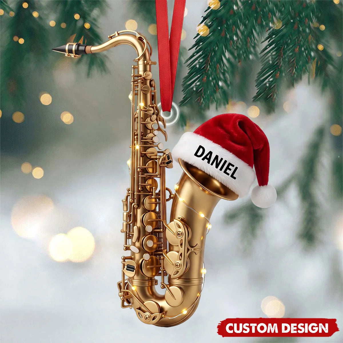 Personalized Saxophone Christmas Ornament - Custom Musician Acrylic Keepsake Gift for Band Player