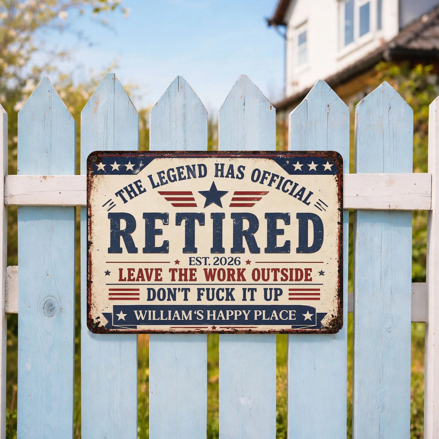Metal Sign material and size view - Custom Retirement Metal Sign