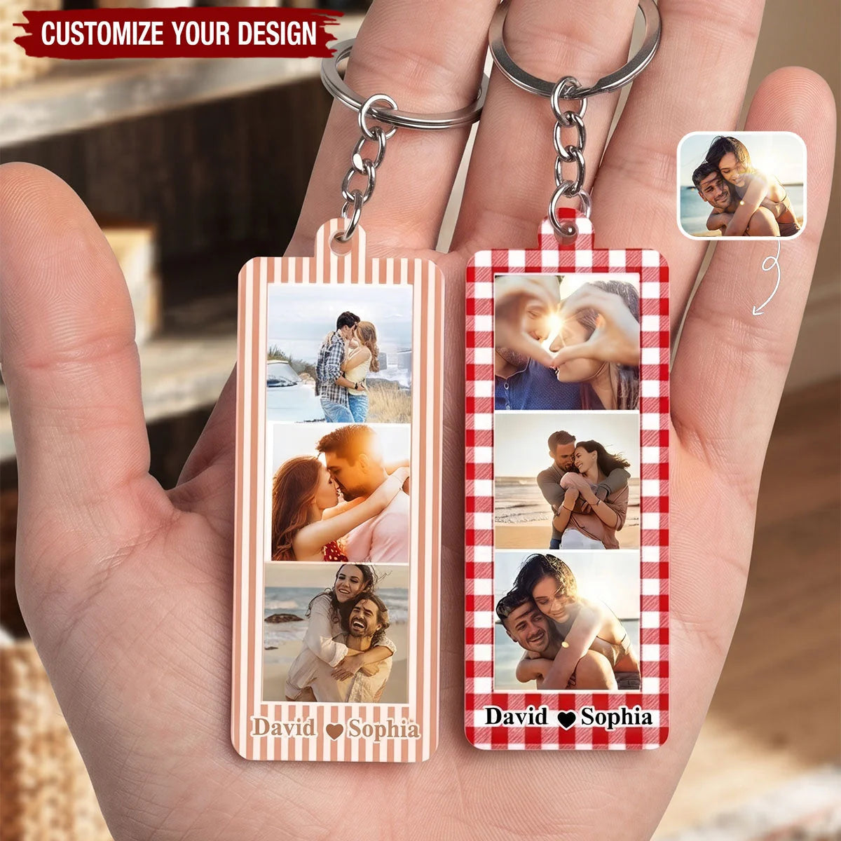 Custom Photo Booth Strip Acrylic Keychain - Personalized Picture Keepsake for Couples