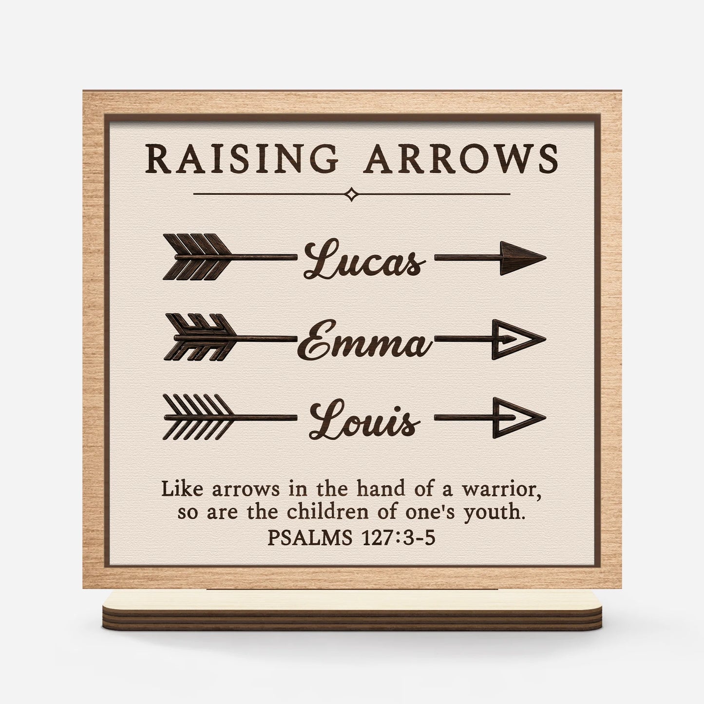 "Raising Arrows" Personalized Wooden Plaque - Custom Kids Name Gift for Mom & Dad