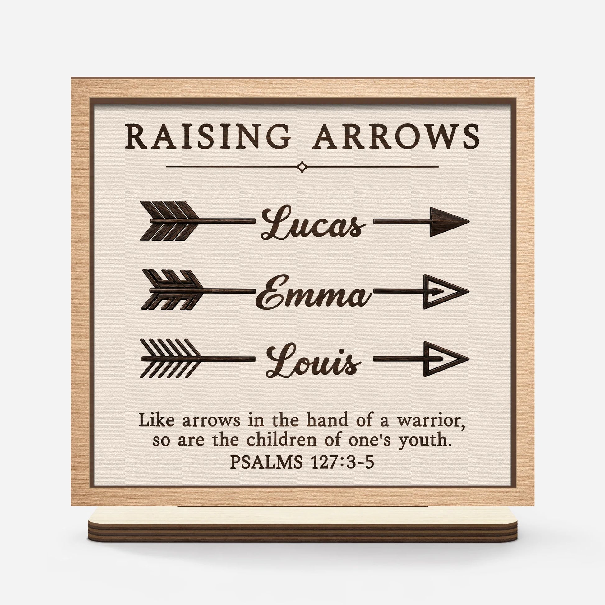 "Raising Arrows" Personalized Wooden Plaque - Custom Kids Name Gift for Mom & Dad