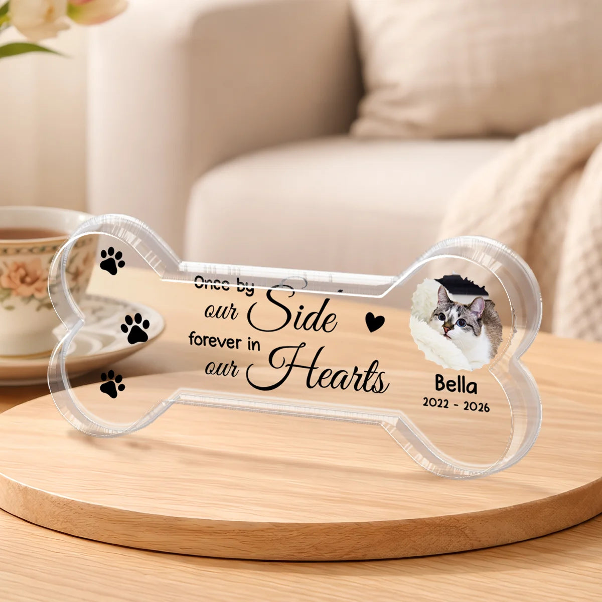 Once By My Side Custom Pet Loss Memorial Acrylic Plaque - Personalized Dog Loss Keepsake