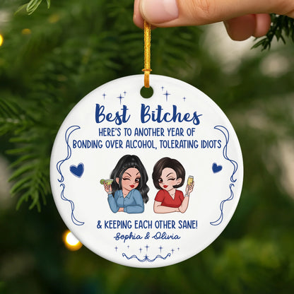 Best Bitches Personalized Ceramic Ornament - Custom Christmas Keepsake Gift for Best Friends