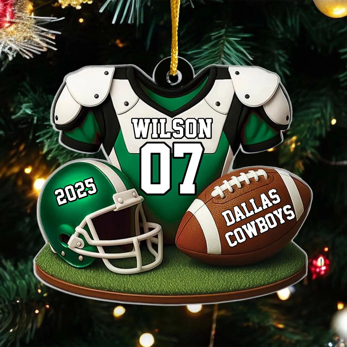 Custom Football Jersey Helmet Acrylic Ornament - Personalized Keepsake for Players