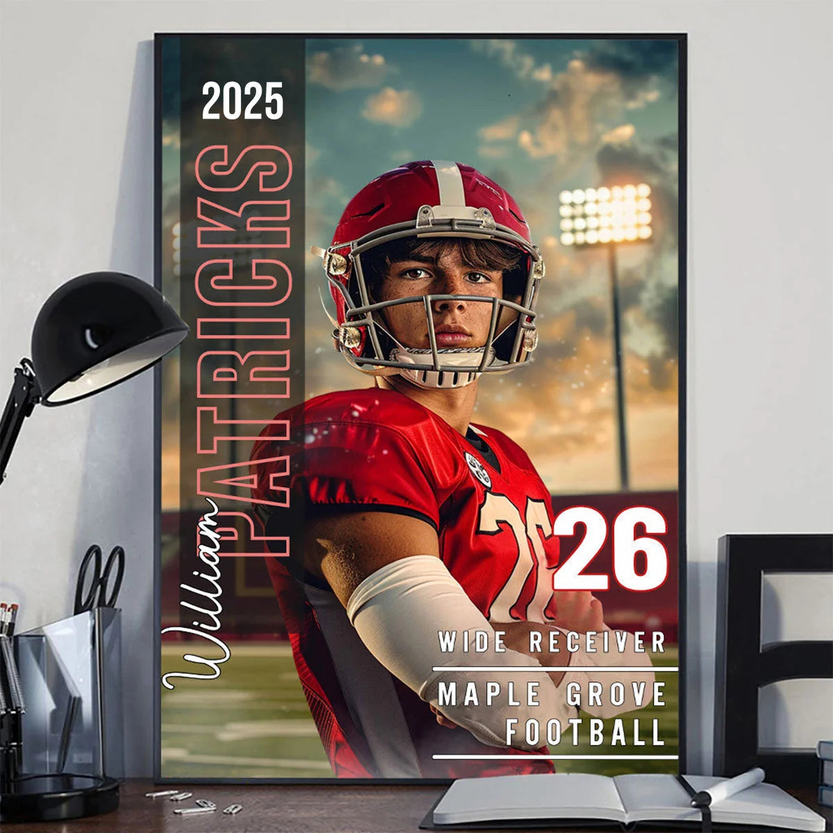Personalized Football Player Canvas / Poster - Custom Sports Name Number Wall Art Gift
