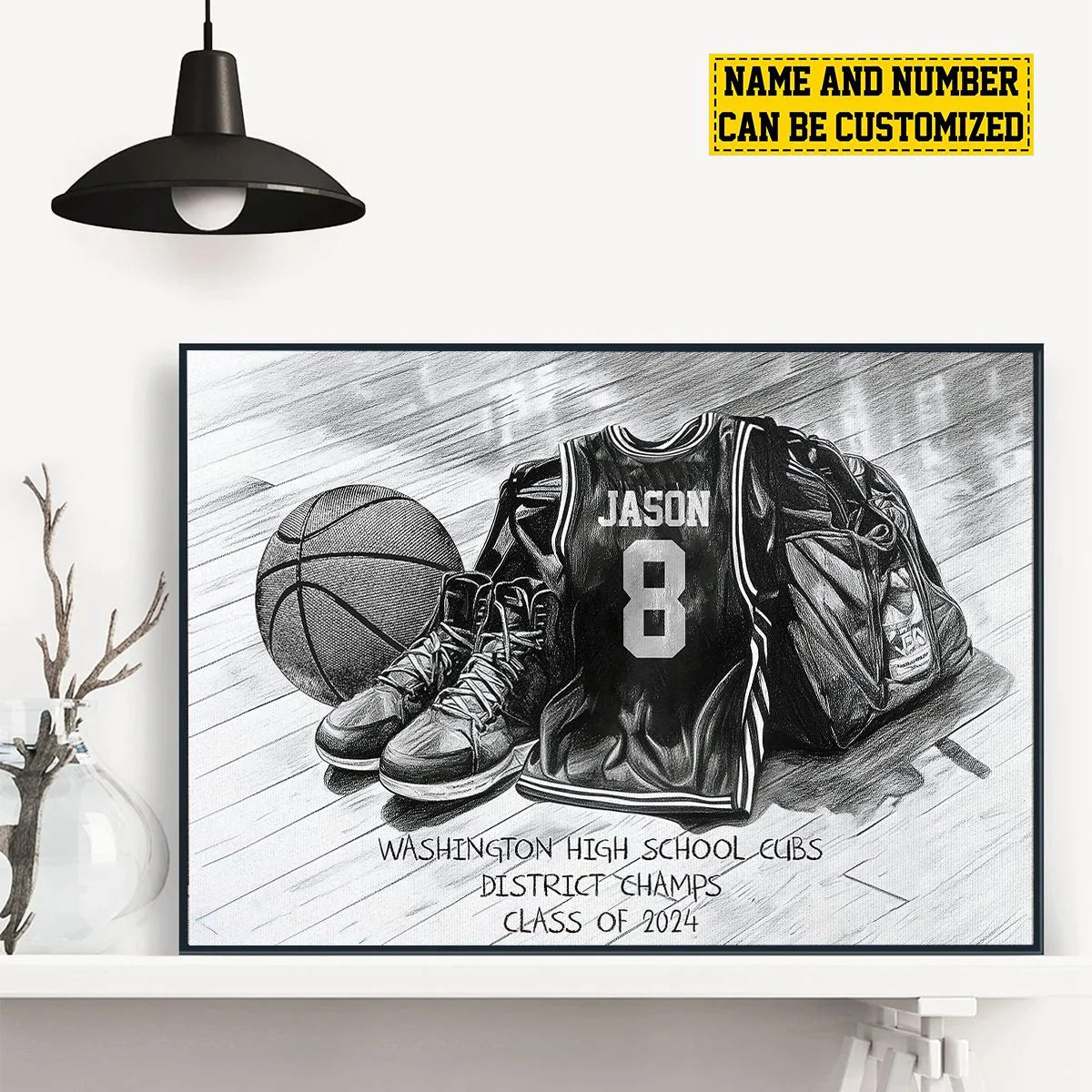 Custom Basketball Team Poster / Canvas - Personalized Senior Class Jersey Wall Art Gift for Players