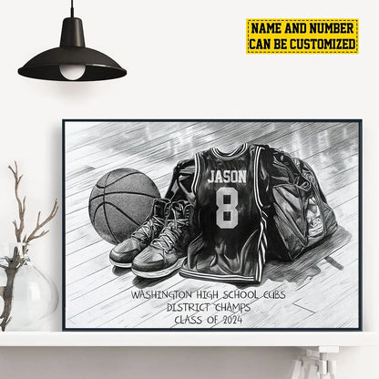 Custom Basketball Team Poster / Canvas - Personalized Senior Class Jersey Wall Art Gift for Players