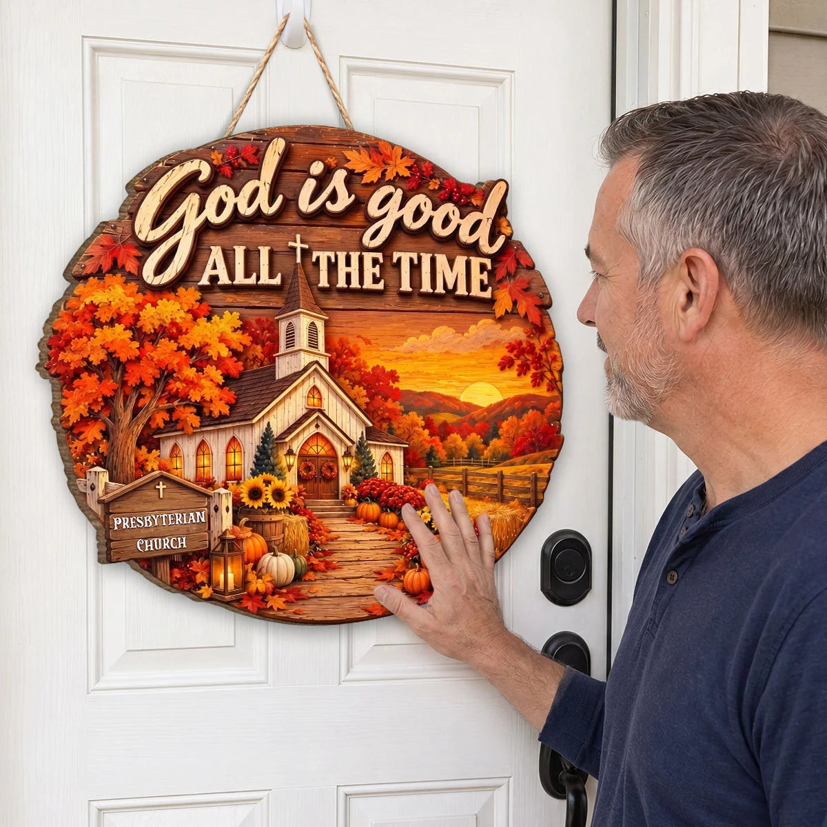God Is Good All The Time Personalized Wood Sign - Custom Christian Home Decor for Pastor