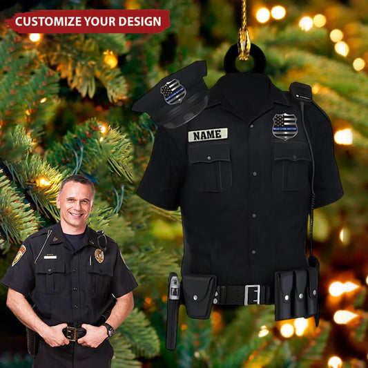 Personalized Police Uniform Christmas Acrylic Ornament - Custom Name Police Officer Gift