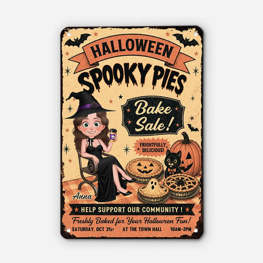 Halloween Spooky Pies Bake Sale Personalized Metal Sign - Custom Witch Vintage Kitchen Decor Gift