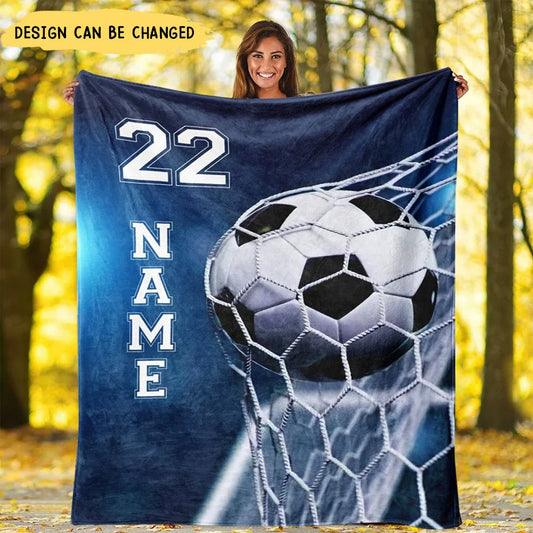 Personalized Soccer Blanket personalization view for Son/Grandson