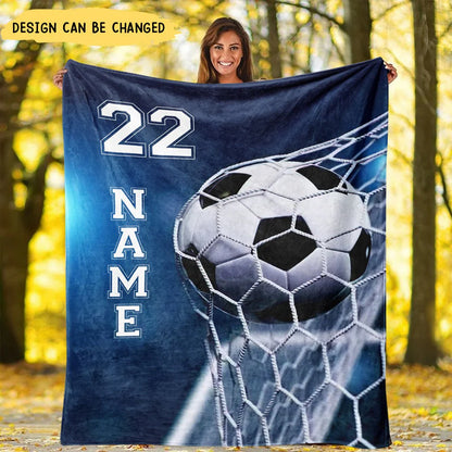 Personalized Soccer Blanket personalization view for Son/Grandson