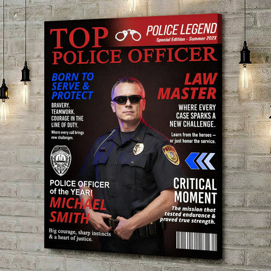 Canvas / Poster material and size view - Custom Police Officer Magazine Canvas