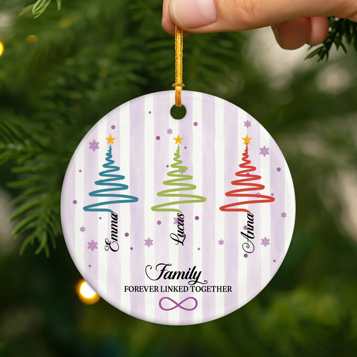 Forever Linked Together – Personalized Ceramic Ornament for Sisters & Family, Holiday Gift
