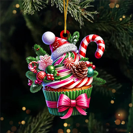 Personalized Cupcake Christmas Ornament - Custom Acrylic Decoration for Bakers