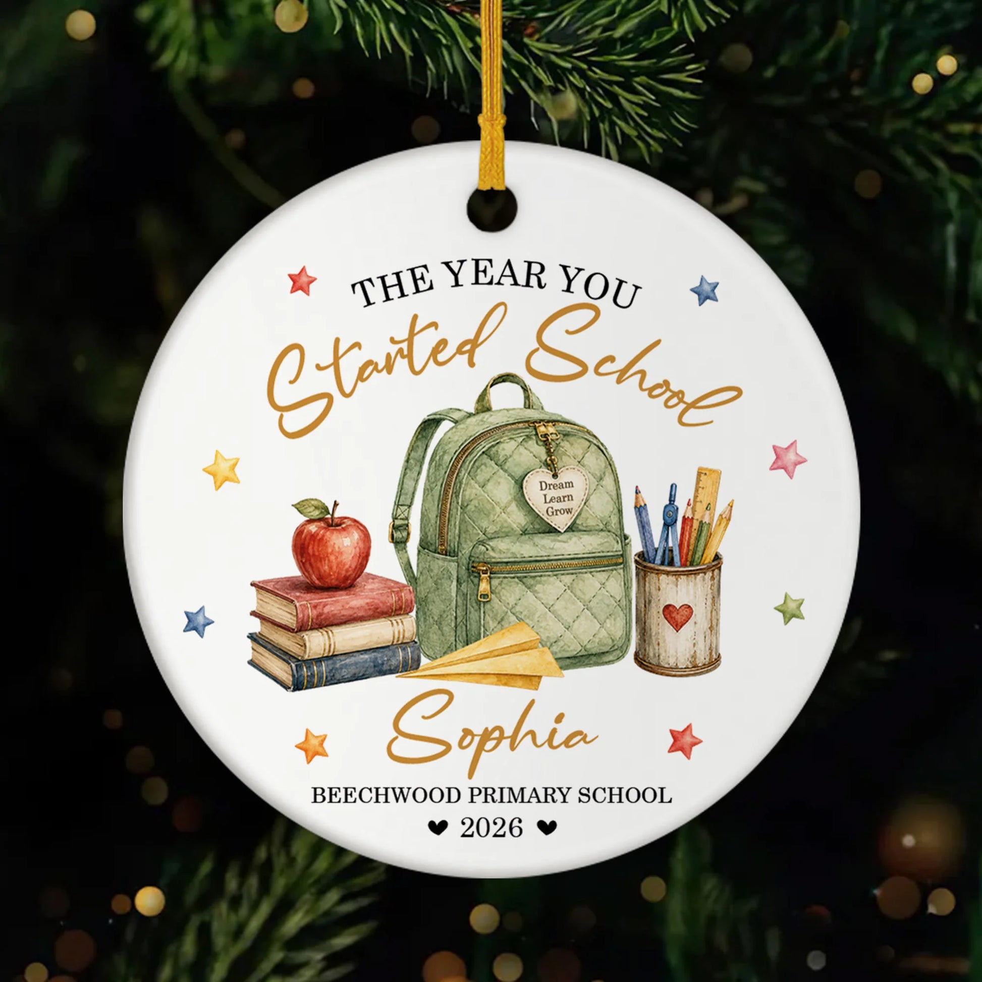 The Year You Started School Custom Ceramic Ornament - Personalized Back to School Keepsake Gift for Kids