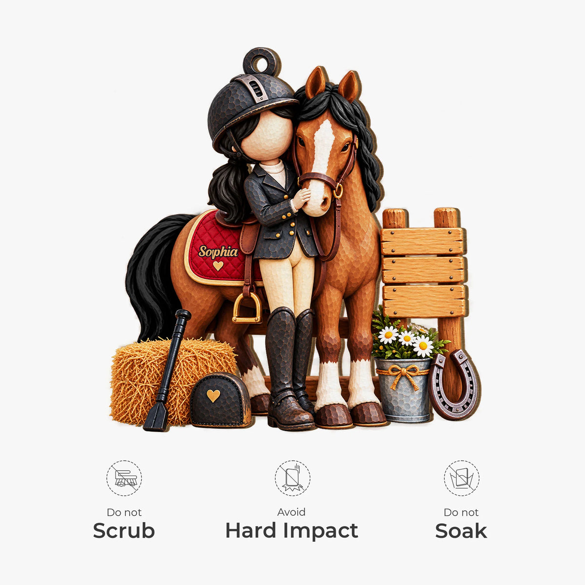 Ride Dream Roam Custom Name Wooden Horse Ornament - Personalized Equestrian Christmas Birthday Gift for Horse Lover, Daughter