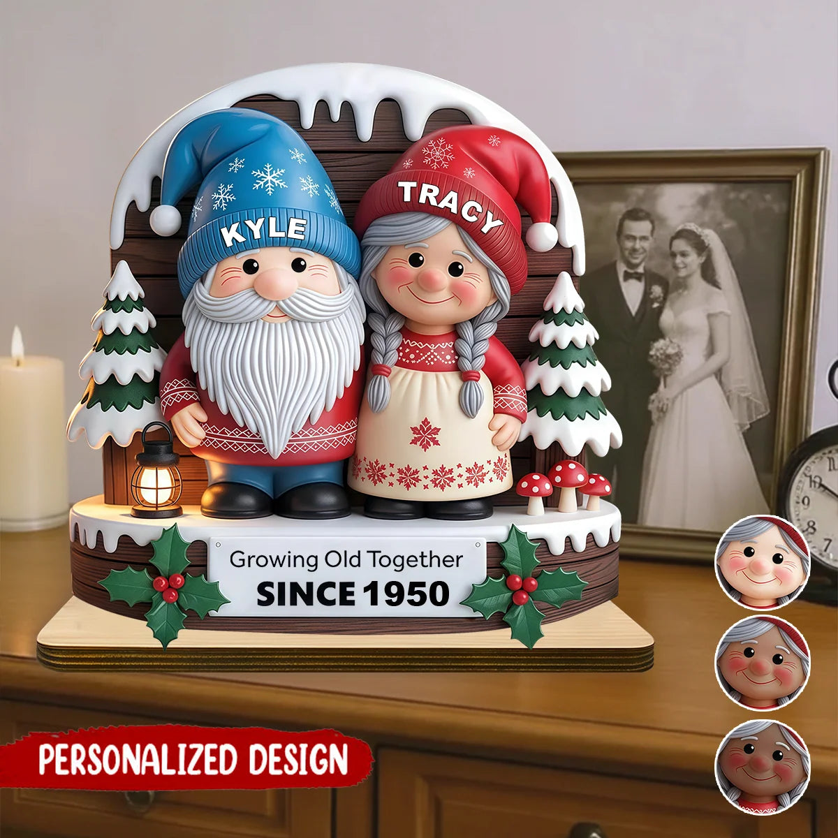 Growing Old Together Personalized Plaque for Couples - Custom Christmas & Anniversary Wooden Keepsake