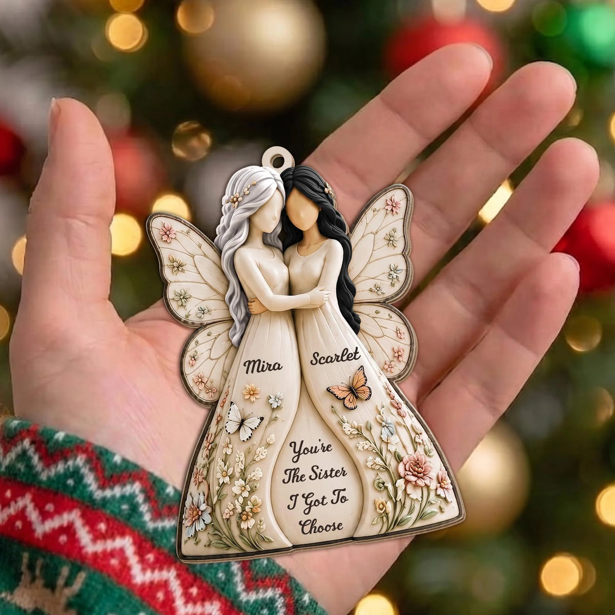 You're The Sister I Got To Choose - Personalized Wood Ornament for Bestie Sister Christmas Gift