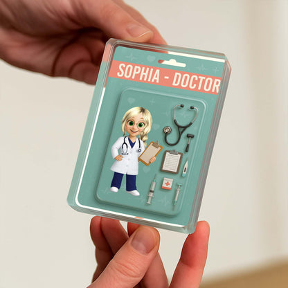Personalized doctor acrylic plaque featuring a custom cartoon character and stethoscope design for medical professionals image 9