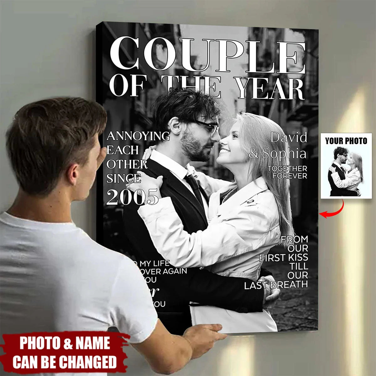 Couple Of The Year Custom Photo Canvas / Poster - Personalized Anniversary Gift for Husband Wife